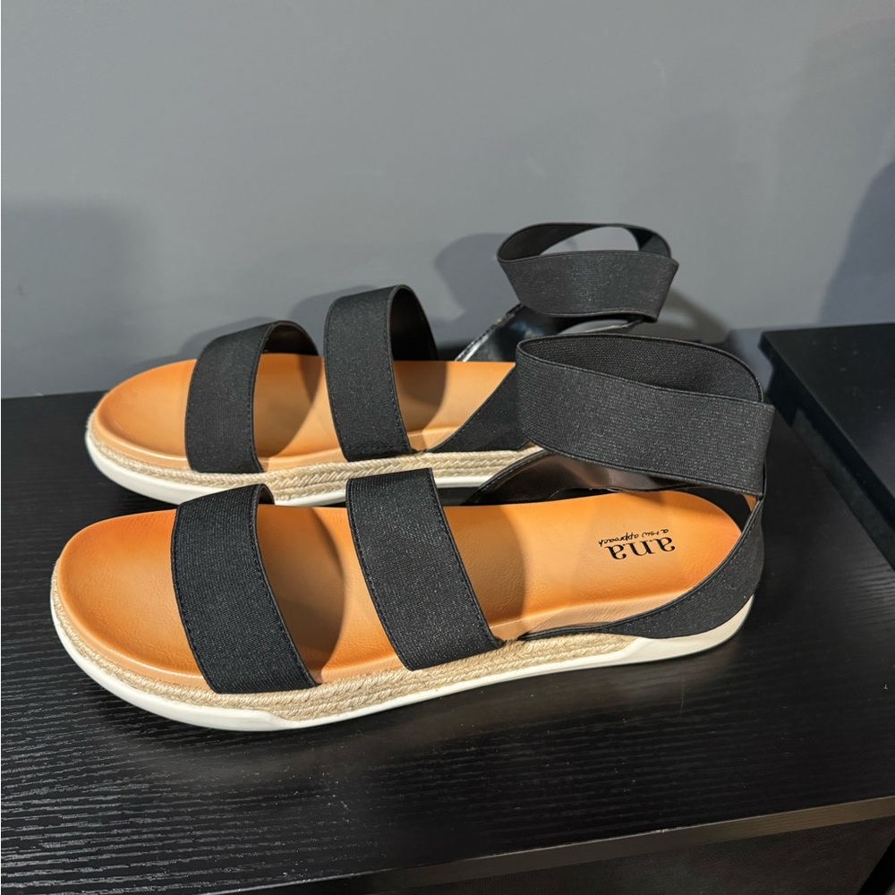 ANA Platform Foster Black Sandals